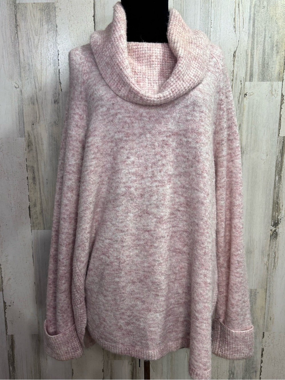 Style & Co Cozy Heathered Pink Cowl Neck Sweater